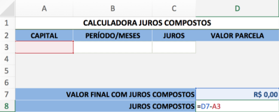 calculadora de juros compostos com resultados da fórmula aplicada