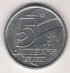 imagem ampliada de moeda em metal de cinco cruzeiro
